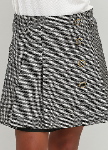 Черно-белая кэжуал с узором гусиная лапка юбка Vero Moda мини, клешированная
