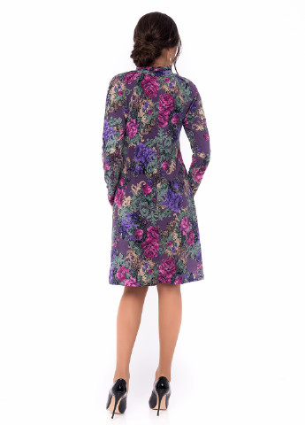 Фиолетовое кэжуал платье а-силуэт Iren Klairie с цветочным принтом