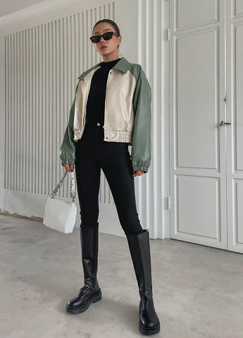 Бежева демісезонна куртка байкерська SHEIN