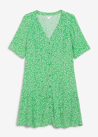 Зеленое кэжуал платье а-силуэт Monki с цветочным принтом