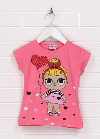 Розовая летняя футболка с коротким рукавом Hacali Kids
