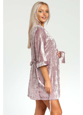 Розовый демисезонный комплект халат + майка + шорты Ghazel