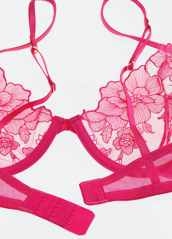 Розовый бюстгальтер H&M с косточками полиамид