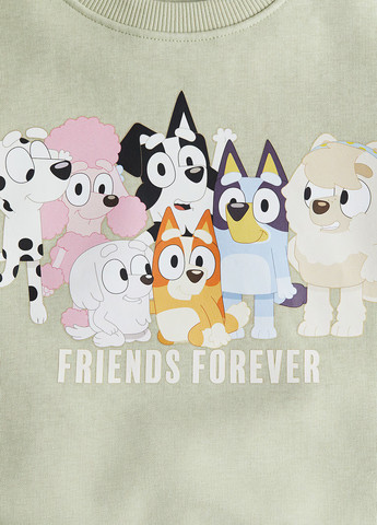 H&M свитшот персонажи оливковый кэжуал хлопок, трикотаж с начесом