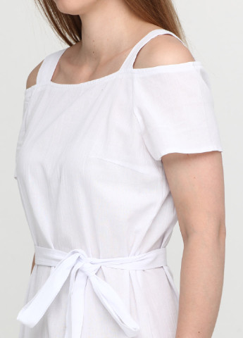 Білий кежуал сукня з відкритими плечима Smile однотонна