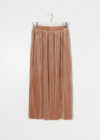 Светло-коричневая кэжуал однотонная юбка Sinsay плиссе