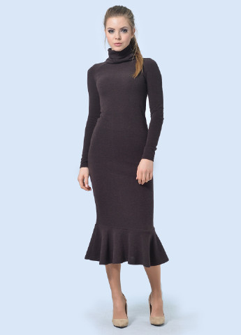 Темно-коричнева кежуал сукня годе, сукня-водолазка Lila Kass однотонна