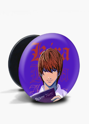 Попсокет (Popsockets) тримач для смартфону Кіра Зошит смерті (Kira Death Note) (8754-2823) Чорний MobiPrint (221548603)