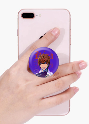 Попсокет (Popsockets) тримач для смартфону Кіра Зошит смерті (Kira Death Note) (8754-2823) Чорний MobiPrint (221548603)