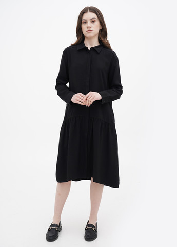 Черное кэжуал платье рубашка Comma однотонное