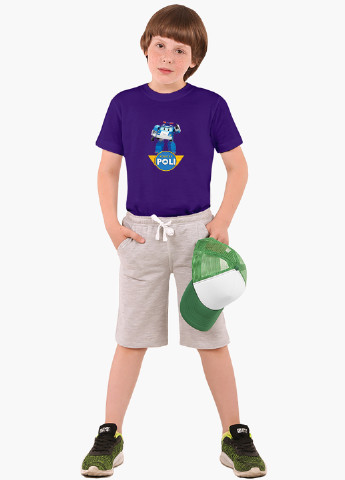 Фіолетова демісезонна футболка дитяча робокар полі (robocar poli) (9224-1620) MobiPrint