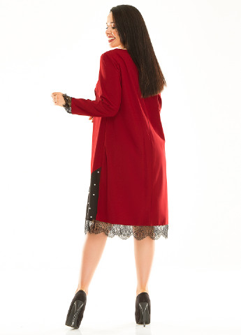 Бордовое кэжуал платье а-силуэт Primyana в горошек
