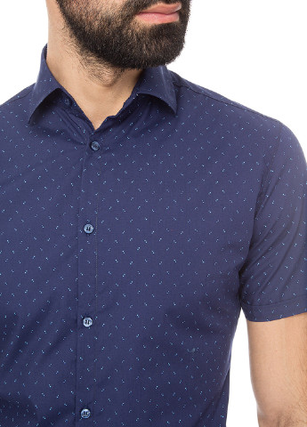 Синяя кэжуал рубашка в горошек VD One с коротким рукавом