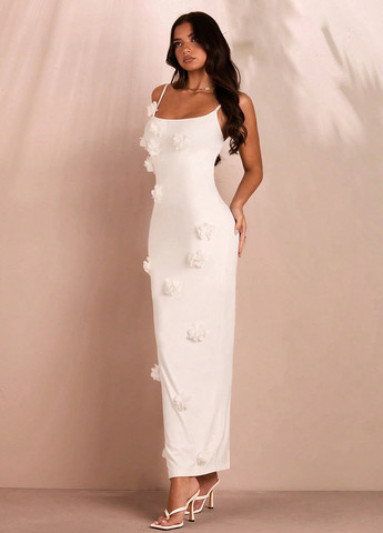 Молочное кэжуал платье силуэтная SHEIN однотонное