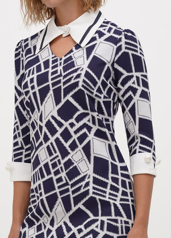 Темно-синя кежуал сукня Sassofono з геометричним візерунком