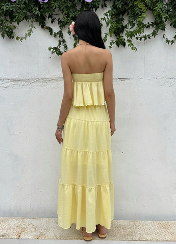 Желтый летний костюм (топ, юбка) SHEIN