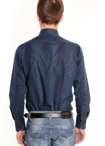 Темно-синяя кэжуал рубашка в полоску Primo Emporio