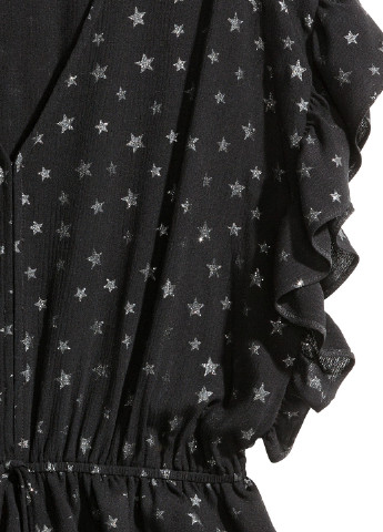 Комбинезон H&M комбинезон-шорты звезды чёрный кэжуал вискоза