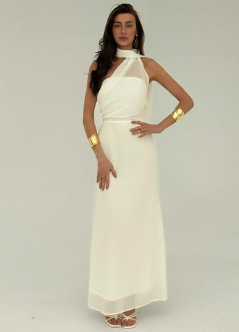 Белое праздничный, вечернее платье с открытой спиной SHEIN однотонное