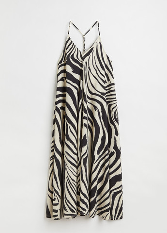 Молочное кэжуал платье а-силуэт H&M зебра