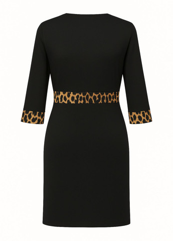 Черное кэжуал платье футляр Sassofono леопардовый