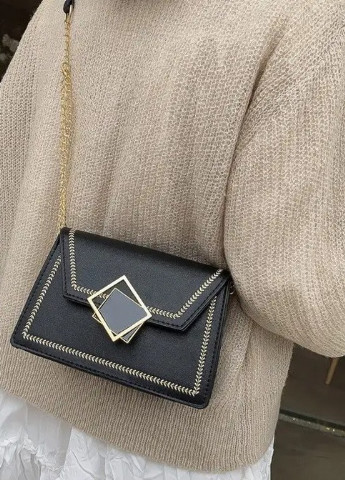 Женская классическая сумочка на цепочке кросс-боди через плечо клатч черная No Brand (253016836)