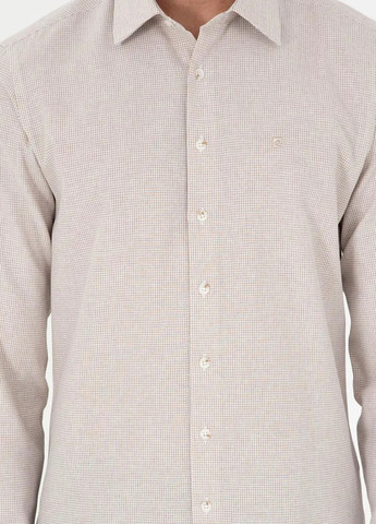 Бежевая кэжуал рубашка однотонная Pierre Cardin