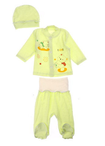 Салатовый демисезонный комплект (кофта, ползунки, шапка) Baby Art