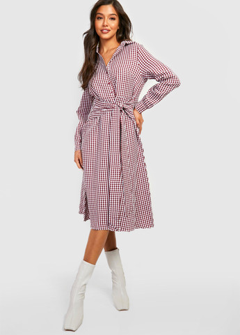 Комбінована кежуал сукня кльош Boohoo в клітинку