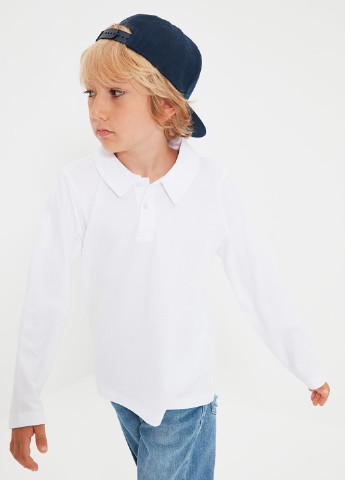 Белая детская футболка-поло (2 шт.) для мальчика Trendyol однотонная