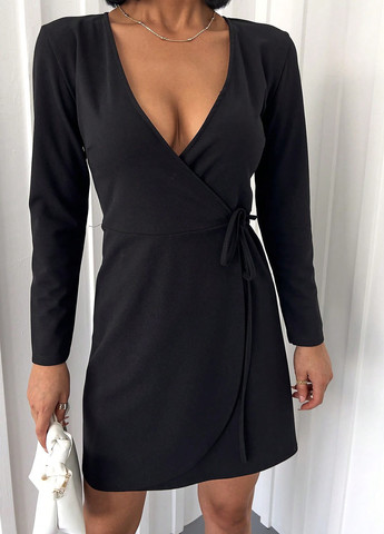 Чорна кежуал сукня на запах SHEIN однотонна