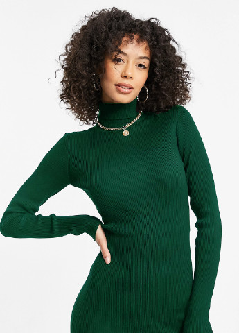 Зелена кежуал сукня міді Moni&co однотонна