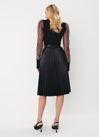 Черная кэжуал, вечерний однотонная юбка Mohito плиссе