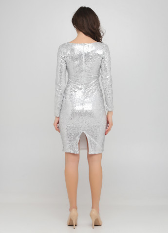 Срібна коктейльна сукня футляр No Brand однотонна