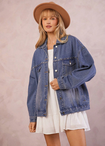 Синий женский жакет SHEIN однотонный - демисезонный