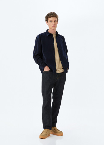 Темно-синяя кэжуал, классическая рубашка однотонная KOTON