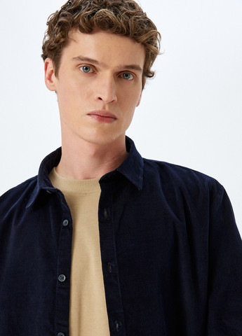 Темно-синяя кэжуал, классическая рубашка однотонная KOTON