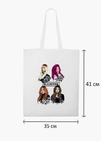 Еко сумка шоппер біла Блек Пінк (BlackPink) (9227-1341-WT-2) екосумка шопер 41*35 см MobiPrint (219111080)