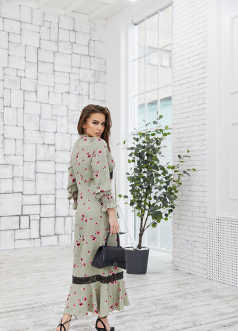 Фісташкова кежуал сукня MN з квітковим принтом