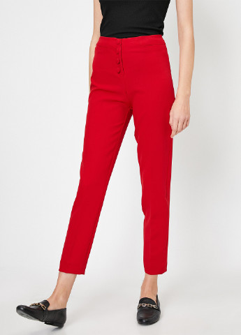 Красные кэжуал демисезонные укороченные, зауженные брюки KOTON