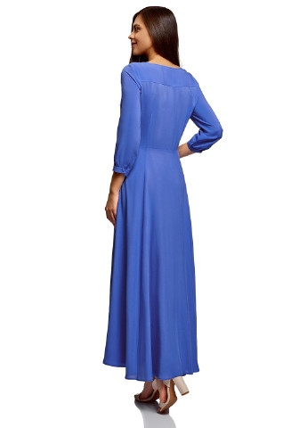 Синее кэжуал платье Oodji однотонное