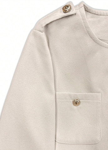 Светло-бежевое Кэжуал полупальто однобортное SHEIN однотонное