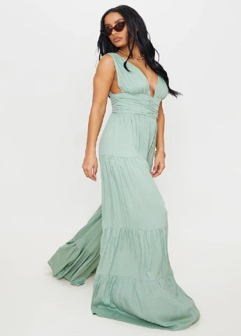 Комбинезон PrettyLittleThing однотонный зелёный кэжуал