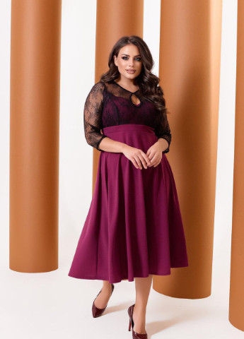 Темно-бордовое женское стильное платье а-силуэта марсала р.48/50 376213 New Trend