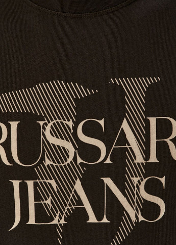 Свитшот Trussardi - Прямой крой логотип графитовый кэжуал трикотаж, хлопок - (209193090)