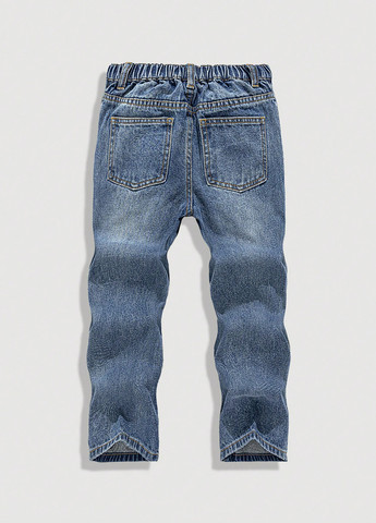 Синие демисезонные прямые джинсы SHEIN