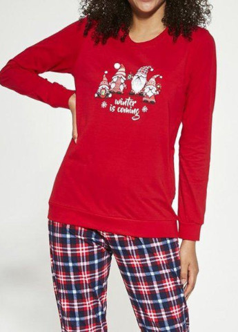 Темно-красная пижама женская футболка 7671-21-279 красный Cornette
