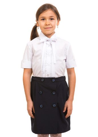 Белая однотонная блузка с коротким рукавом Kids Couture демисезонная