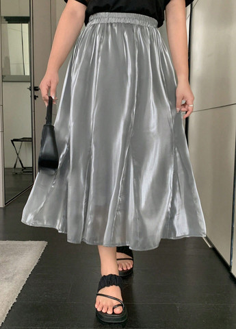 Серая кэжуал однотонная юбка SHEIN клешированная