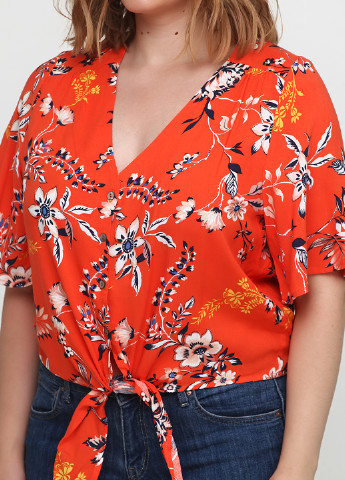 Оранжево-красная летняя блуза By Very